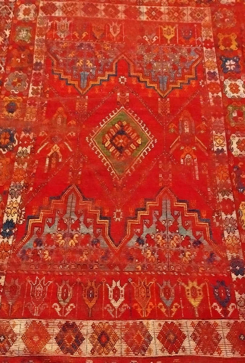 Carpet, Exceptional Médiouna, Rabat, Morocco, 222 X 354 Cm, Hand-knotted Wool, 19th Century-photo-5
