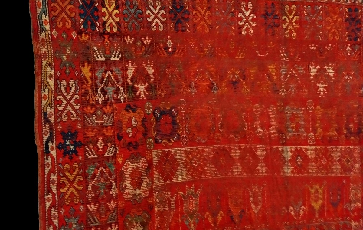 Carpet, Exceptional Médiouna, Rabat, Morocco, 222 X 354 Cm, Hand-knotted Wool, 19th Century-photo-6