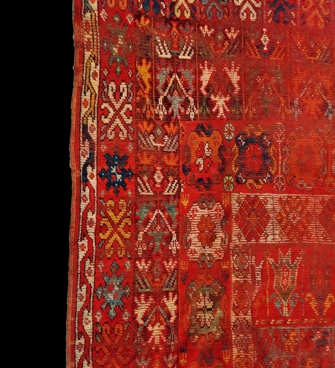Carpet, Exceptional Médiouna, Rabat, Morocco, 222 X 354 Cm, Hand-knotted Wool, 19th Century-photo-7