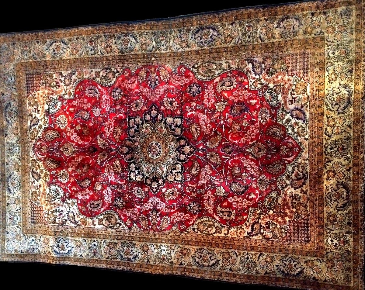 Tapis de Srinagar, Cachemire, 108 x 160 cm, soie sur soie nouée main, Jammu-et-Cachemire-photo-4