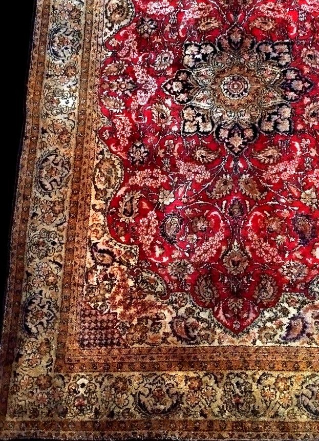 Tapis de Srinagar, Cachemire, 108 x 160 cm, soie sur soie nouée main, Jammu-et-Cachemire-photo-3