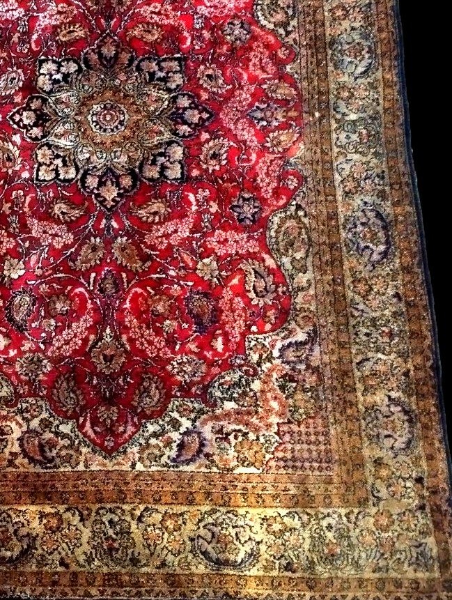 Tapis de Srinagar, Cachemire, 108 x 160 cm, soie sur soie nouée main, Jammu-et-Cachemire-photo-4