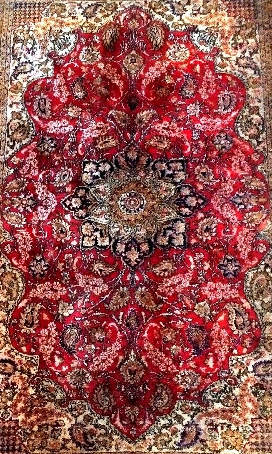 Tapis de Srinagar, Cachemire, 108 x 160 cm, soie sur soie nouée main, Jammu-et-Cachemire-photo-5