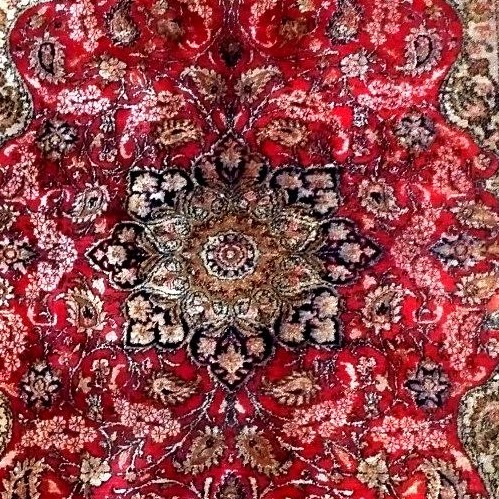 Tapis de Srinagar, Cachemire, 108 x 160 cm, soie sur soie nouée main, Jammu-et-Cachemire-photo-6