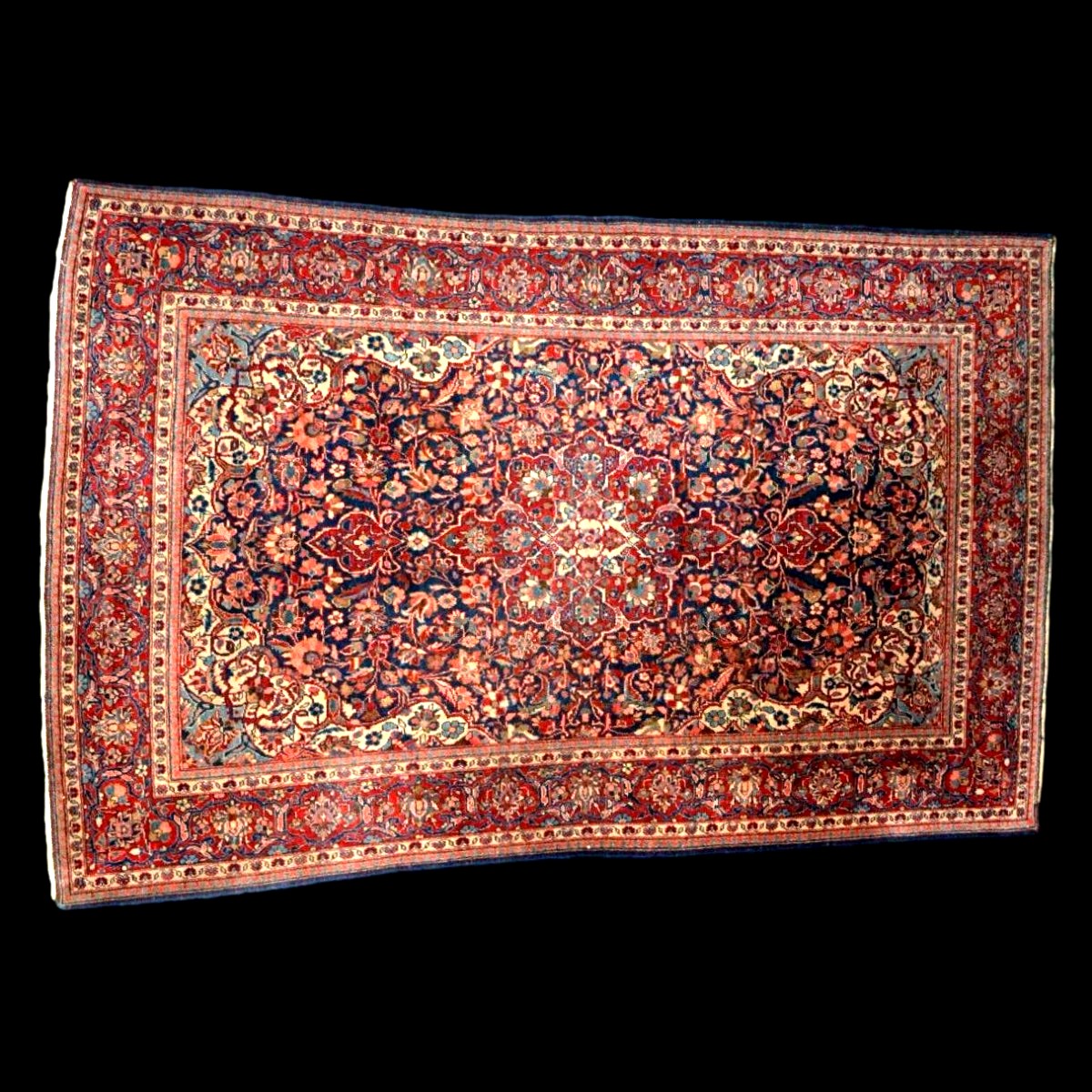 Kashan Carpet, Kadjar Dynasty,131 X 207 Cm Hand-knotted Kork Wool In Iran, Early 20th Century-photo-2