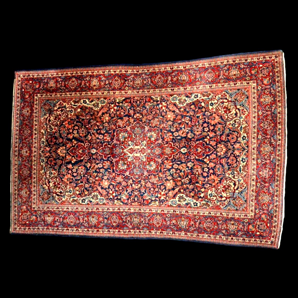 Kashan Carpet, Kadjar Dynasty,131 X 207 Cm Hand-knotted Kork Wool In Iran, Early 20th Century-photo-4