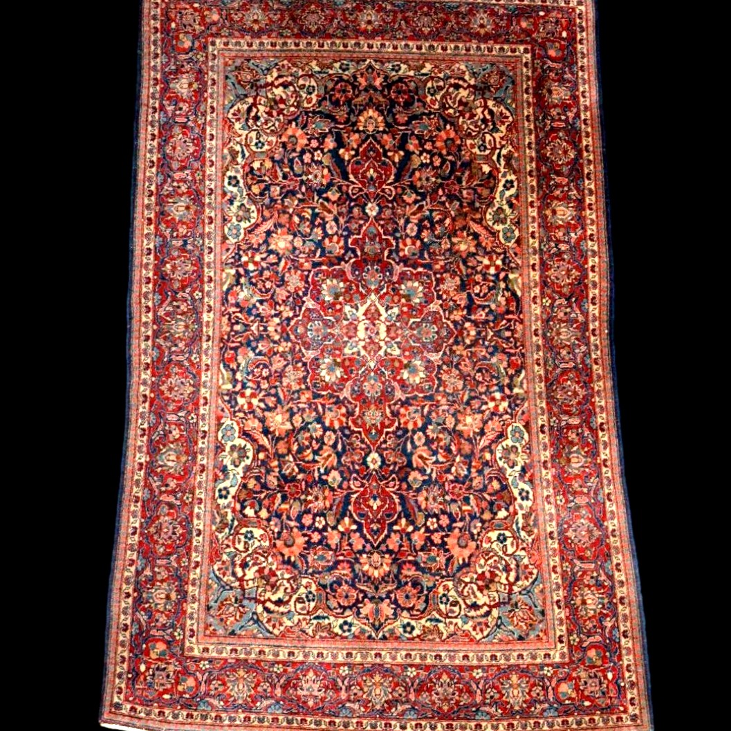 Kashan Carpet, Kadjar Dynasty,131 X 207 Cm Hand-knotted Kork Wool In Iran, Early 20th Century