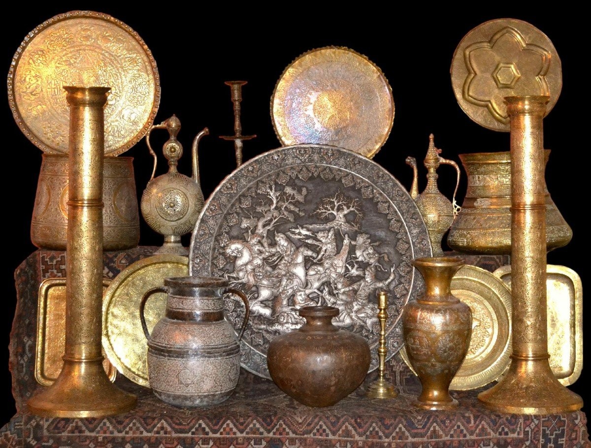 Théière de nomades, Asie centrale, laiton ciselé au repoussé, XIXème siècle, état collection-photo-8