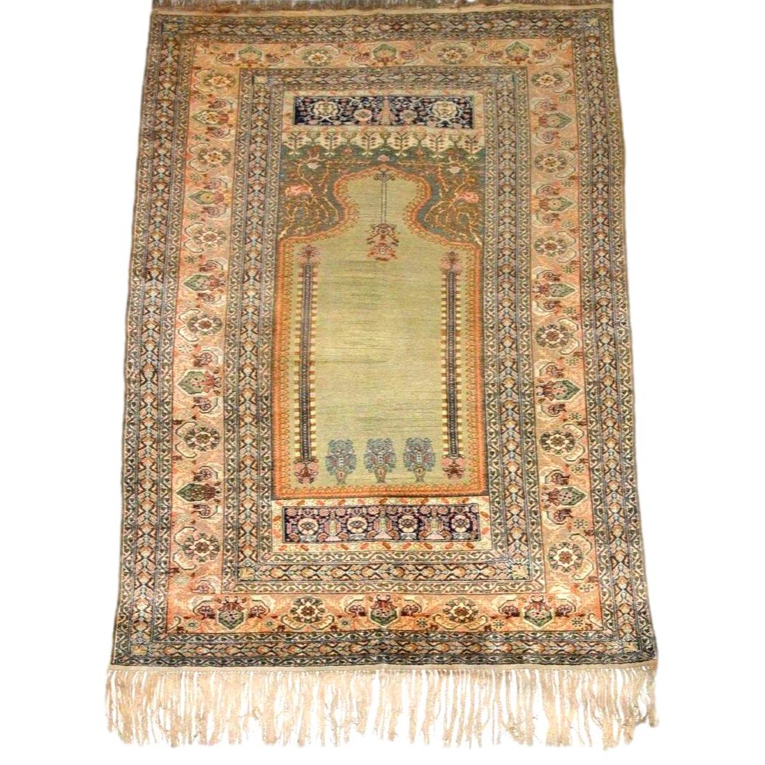 Istanbul Carpet, Ottoman Art, 127 X 190 Cm, Hand-knotted Silk On Cotton, Circa 1900 - 1920-photo-3