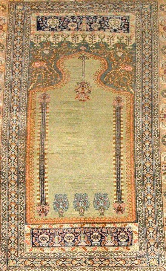 Istanbul Carpet, Ottoman Art, 127 X 190 Cm, Hand-knotted Silk On Cotton, Circa 1900 - 1920-photo-3