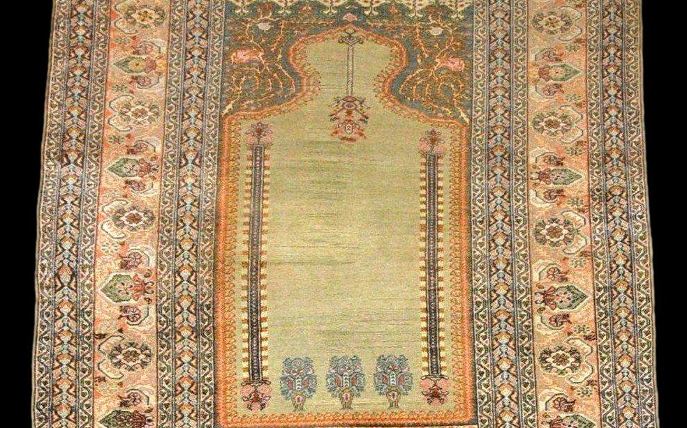 Istanbul Carpet, Ottoman Art, 127 X 190 Cm, Hand-knotted Silk On Cotton, Circa 1900 - 1920-photo-5