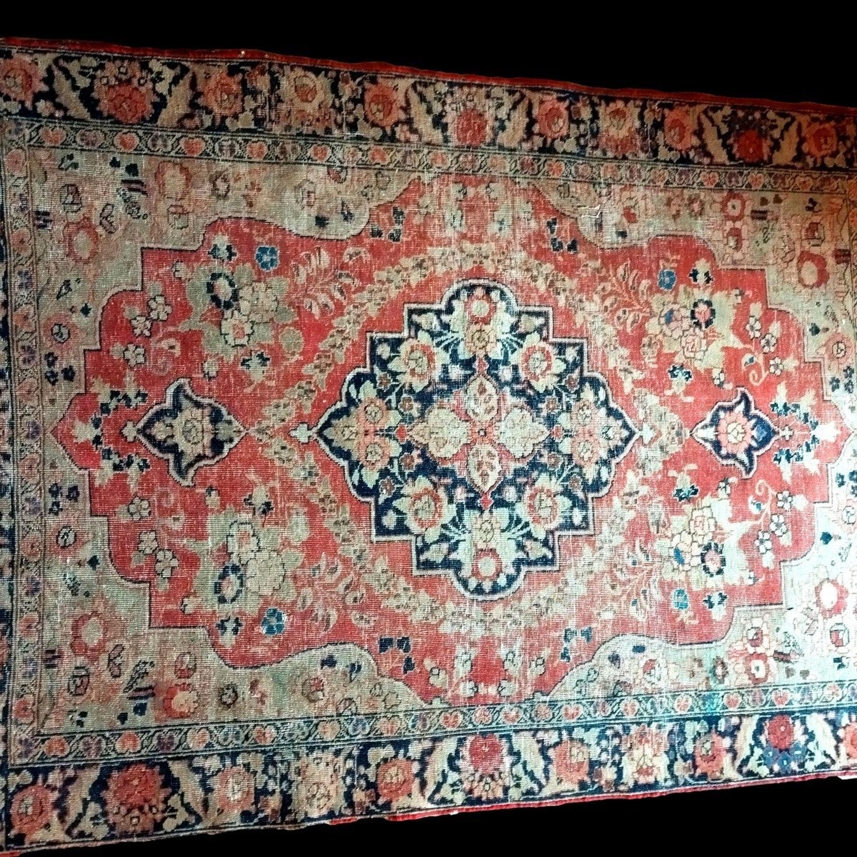 Tabriz Carpet, Kadjar Dynasty, 130 X 185 Cm, Hand-knotted Wool, 19th Century, Empire Of The Roses-photo-2