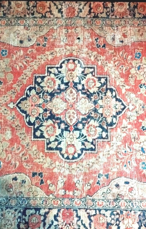 Tabriz Carpet, Kadjar Dynasty, 130 X 185 Cm, Hand-knotted Wool, 19th Century, Empire Of The Roses-photo-4