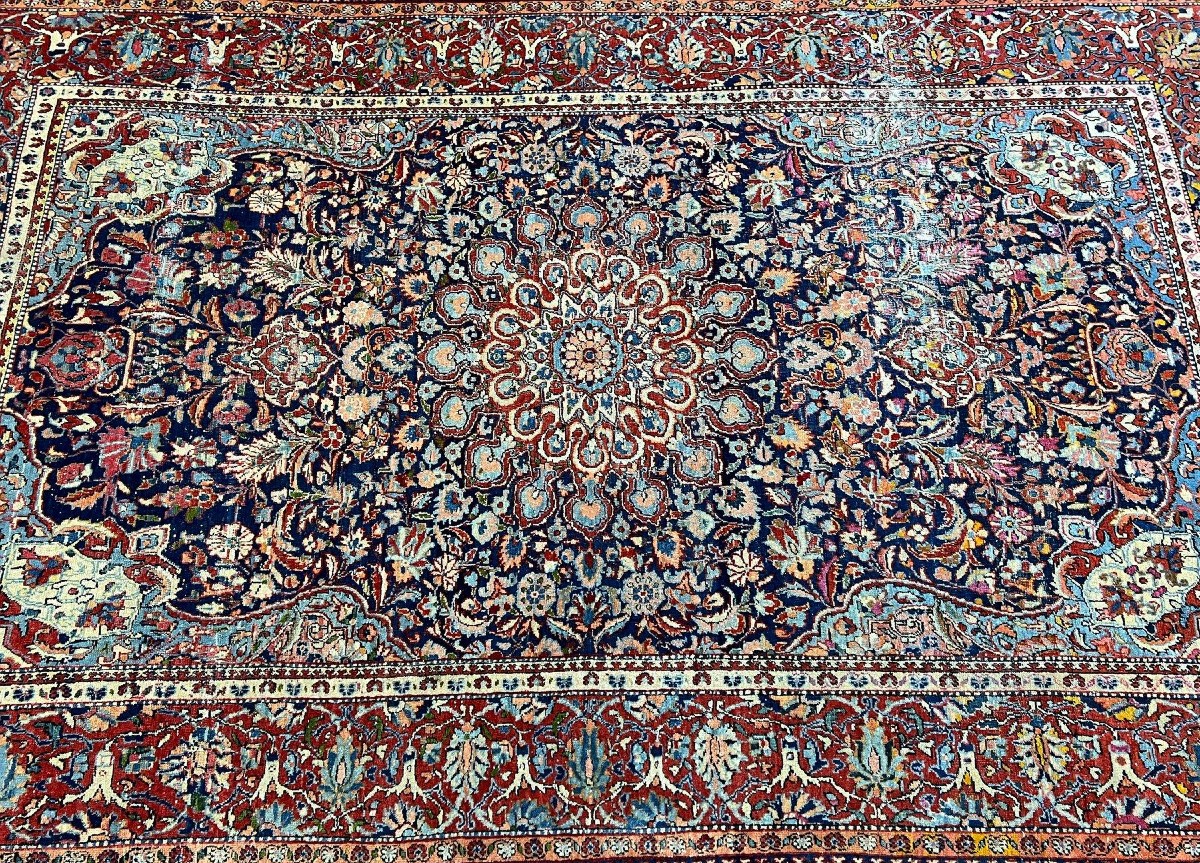 Tabriz Carpet, Kadjar Dynasty, 130 X 185 Cm, Hand-knotted Wool, 19th Century, Empire Of The Roses-photo-8