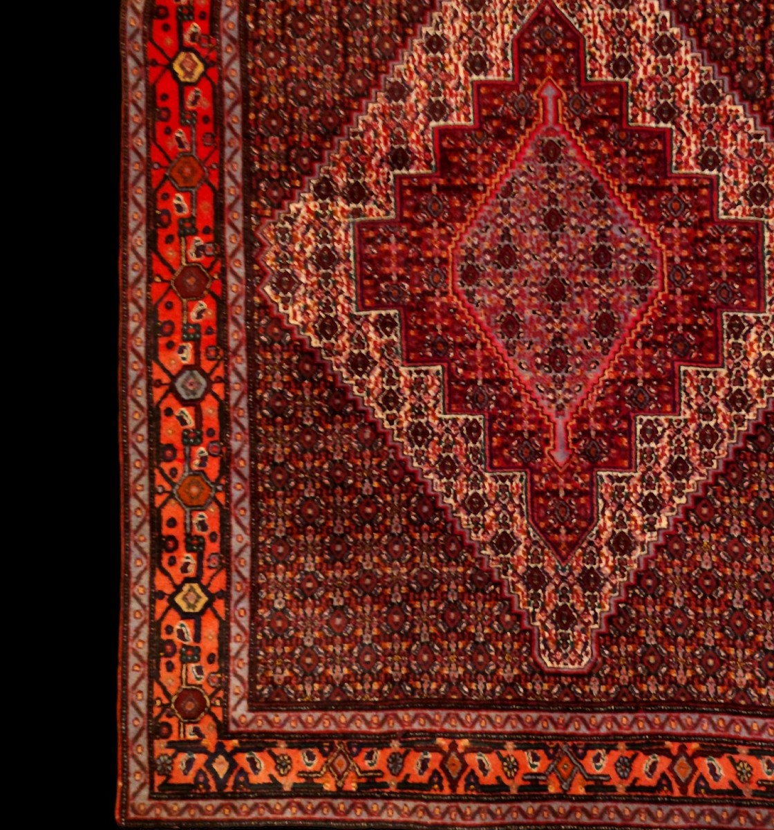 Tapis Senneh, 127 x 153 cm, laine nouée main au Kurdistan iranien, 1980, très bon état-photo-2
