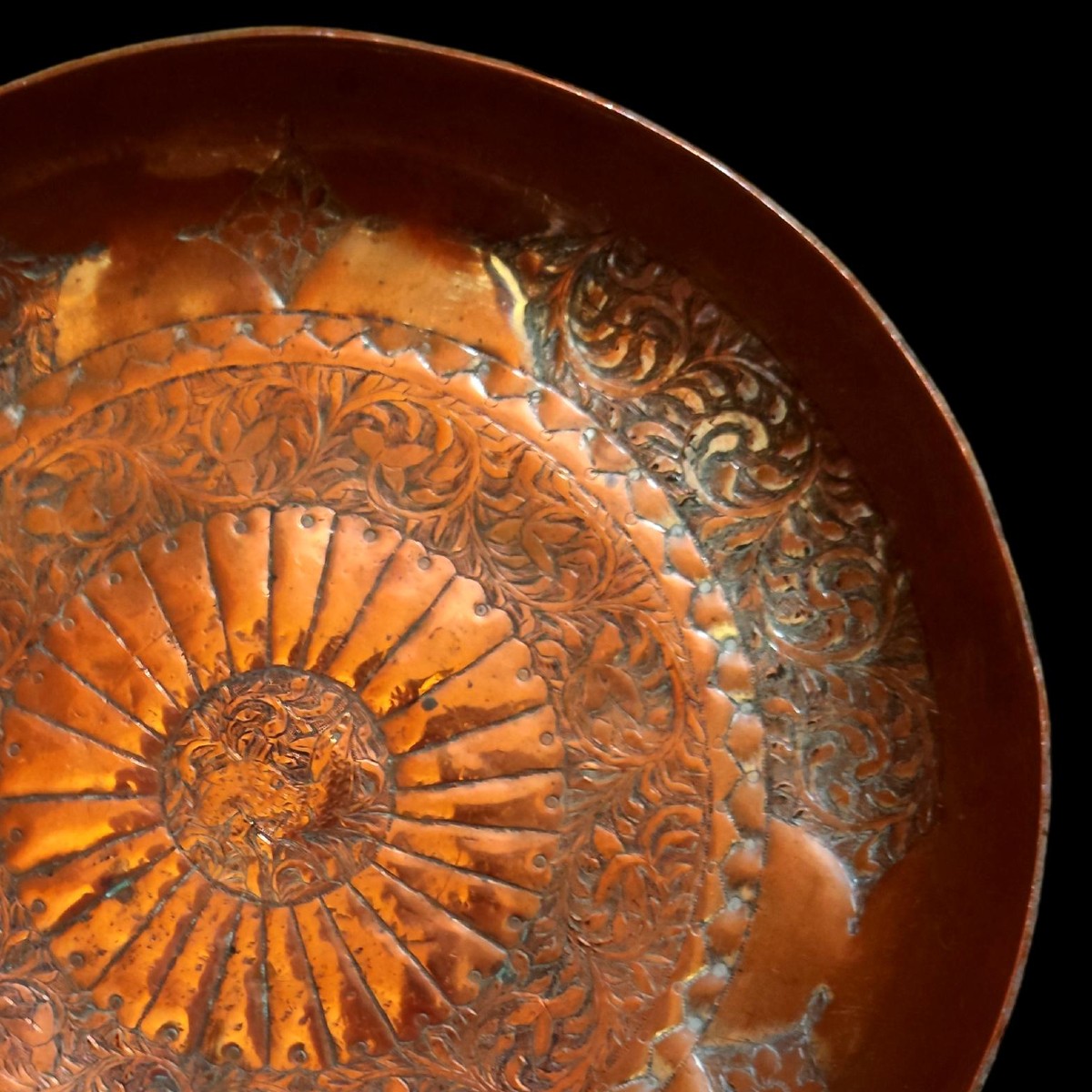 Wedding Dish With Deer, 1854, 19th Century Central Asian Turkmen Art, Tin-plated Copper-photo-4