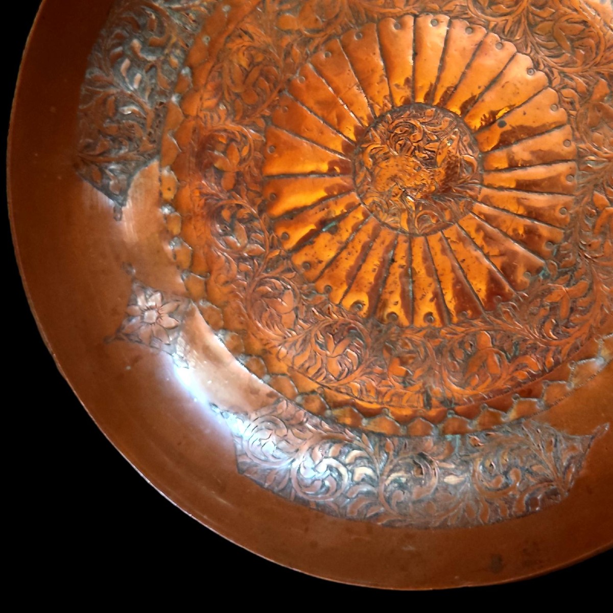 Wedding Dish With Deer, 1854, 19th Century Central Asian Turkmen Art, Tin-plated Copper-photo-1