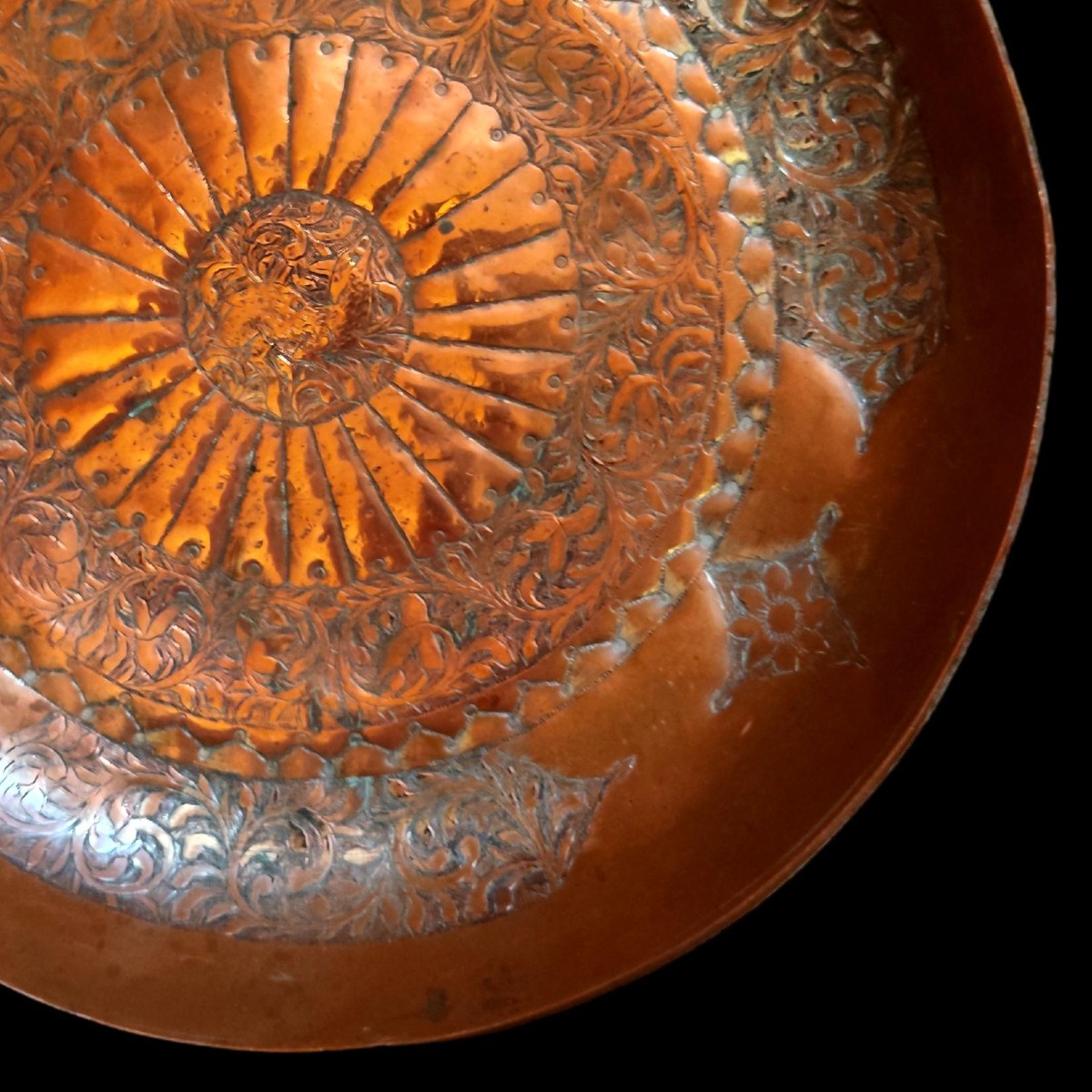 Wedding Dish With Deer, 1854, 19th Century Central Asian Turkmen Art, Tin-plated Copper-photo-2