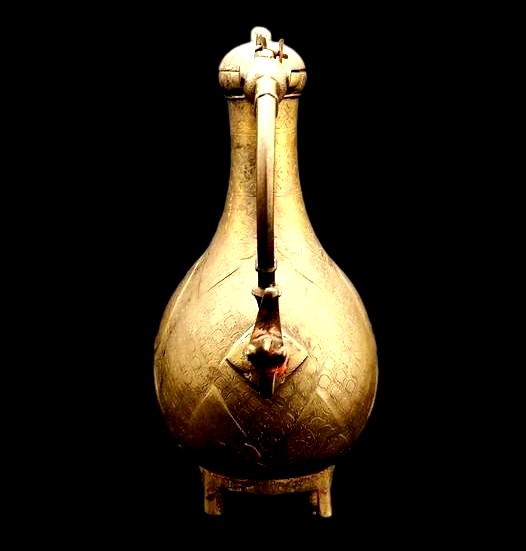 Gilt Bronze Ewer, Chased, Mughal Art, 19th Century, Decorated On All Sides-photo-6