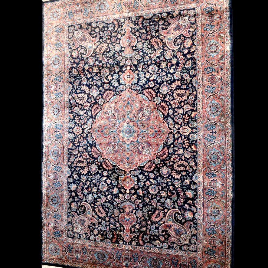 Tapis Kashmar, 174 x 255 cm, lourd et luxueux persan noué main vers 1980, en parfait état-photo-3