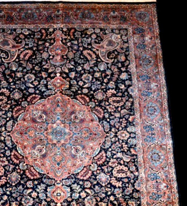 Tapis Kashmar, 174 x 255 cm, lourd et luxueux persan noué main vers 1980, en parfait état-photo-3