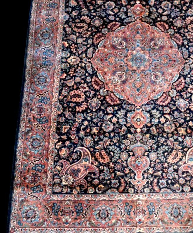 Tapis Kashmar, 174 x 255 cm, lourd et luxueux persan noué main vers 1980, en parfait état-photo-4
