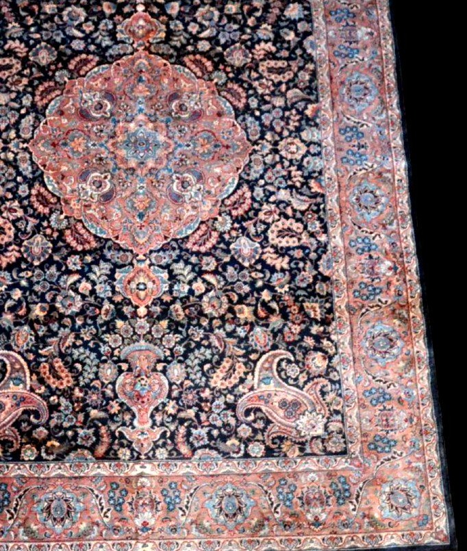 Tapis Kashmar, 174 x 255 cm, lourd et luxueux persan noué main vers 1980, en parfait état-photo-5