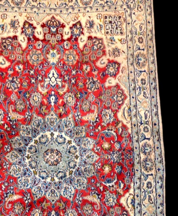 Tapis Na'in Noué Main En Laine Kork Et Soie, Iran, Vers 1980. Wool & Silk-photo-2
