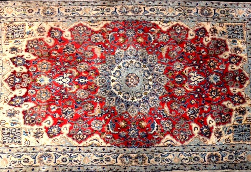 Tapis Na'in Noué Main En Laine Kork Et Soie, Iran, Vers 1980. Wool & Silk-photo-3