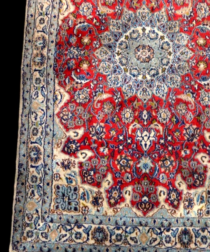 Tapis Na'in Noué Main En Laine Kork Et Soie, Iran, Vers 1980. Wool & Silk-photo-4