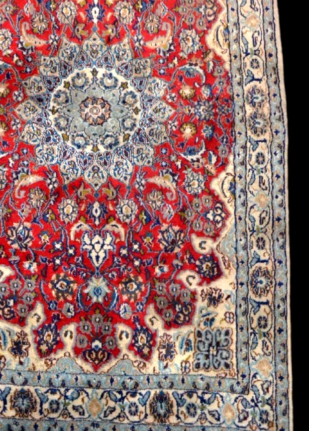 Tapis Na'in Noué Main En Laine Kork Et Soie, Iran, Vers 1980. Wool & Silk-photo-5