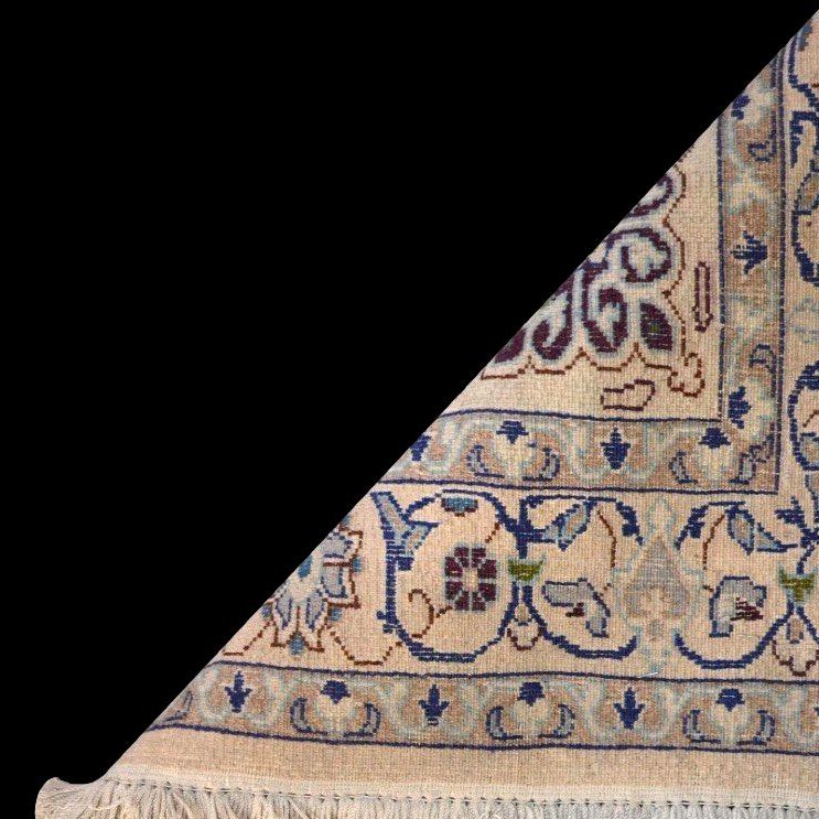Tapis Na'in Noué Main En Laine Kork Et Soie, Iran, Vers 1980. Wool & Silk-photo-7