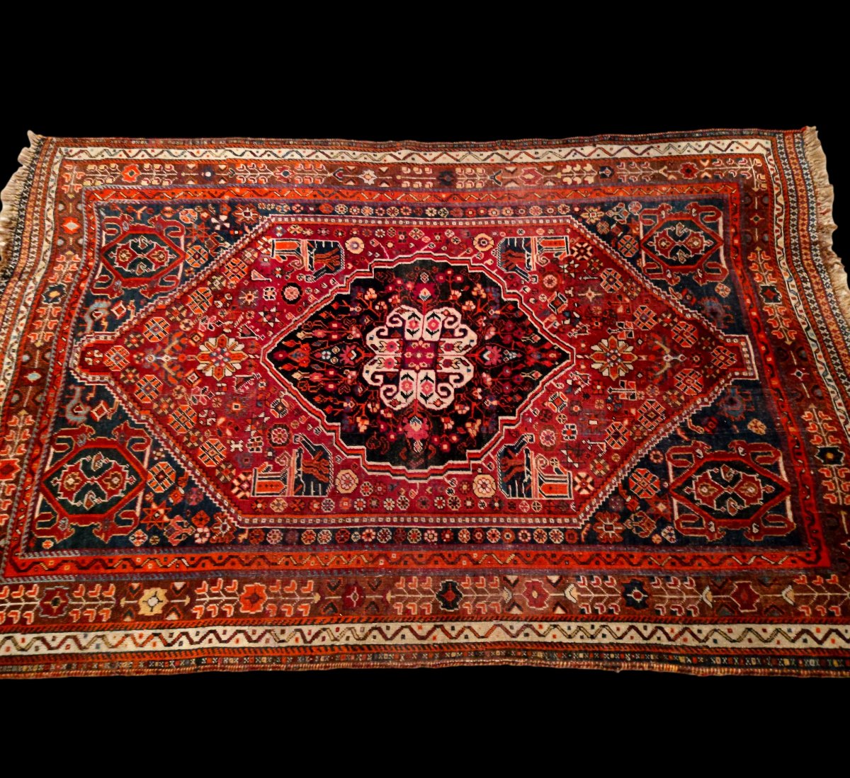 Gashgaïs Rug, 156 X 244 Cm, Hand-knotted Wool On Wool In Iran, Circa 1980, Perfect Condition-photo-2