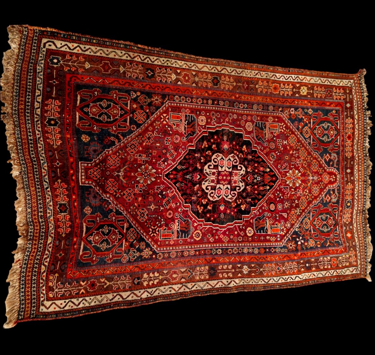 Gashgaïs Rug, 156 X 244 Cm, Hand-knotted Wool On Wool In Iran, Circa 1980, Perfect Condition-photo-3