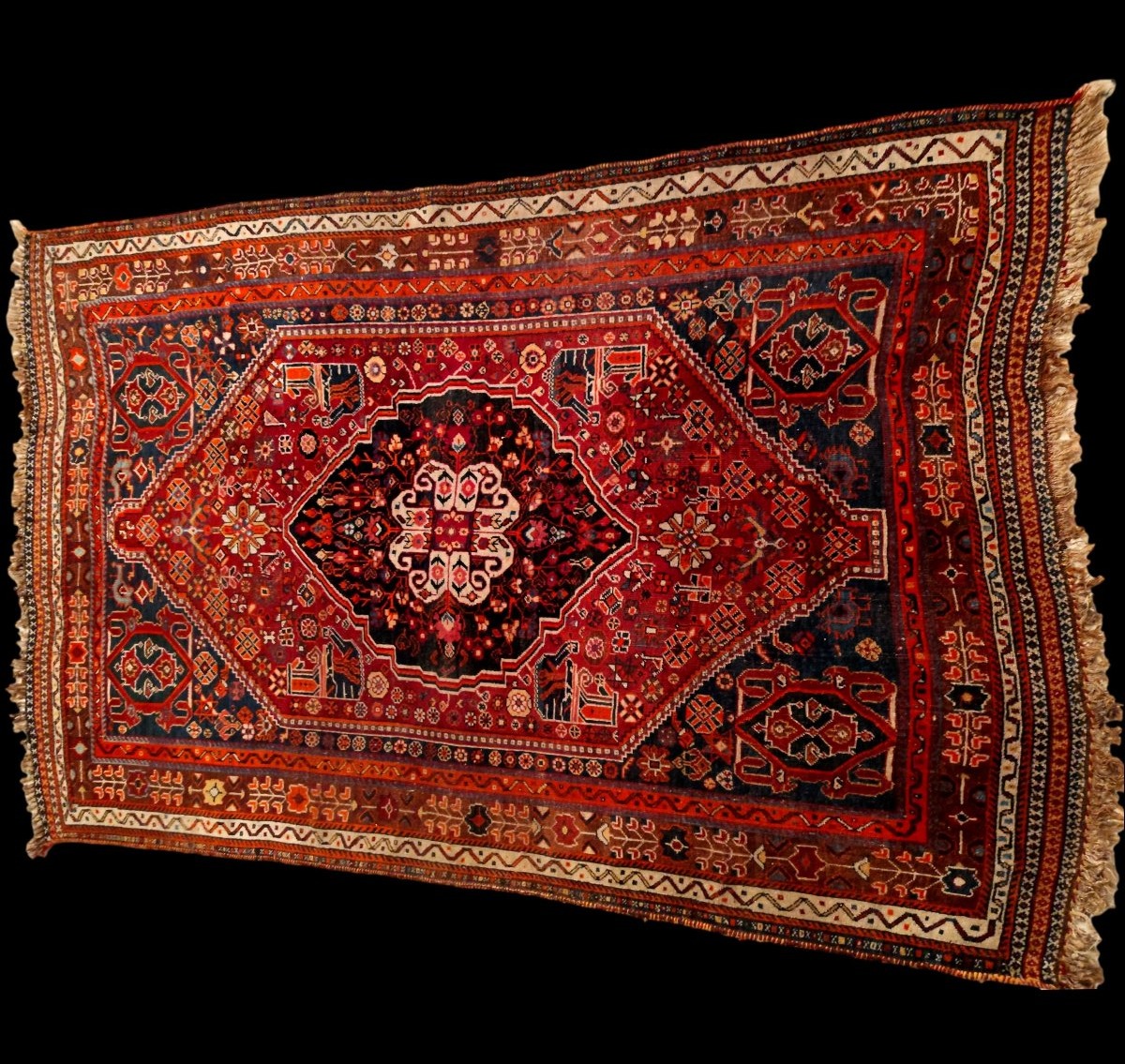 Gashgaïs Rug, 156 X 244 Cm, Hand-knotted Wool On Wool In Iran, Circa 1980, Perfect Condition-photo-4