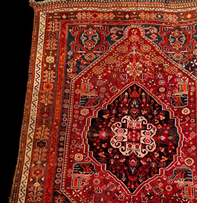 Gashgaïs Rug, 156 X 244 Cm, Hand-knotted Wool On Wool In Iran, Circa 1980, Perfect Condition-photo-1