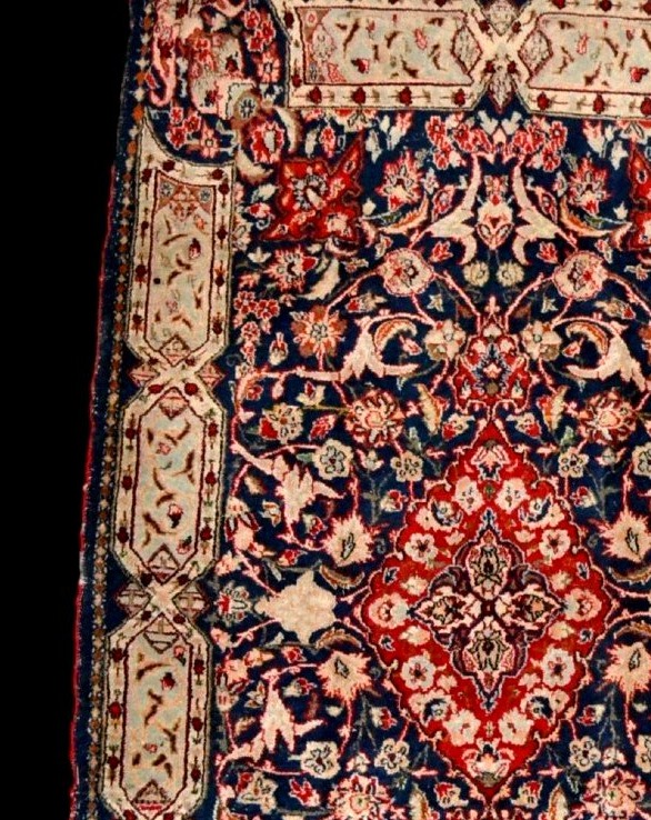 Kashan Carpet, Kadjar, 90 X 163 Cm, Wool & Silk Hand-knotted In Iran, 1880 - 1900, Collection-photo-3