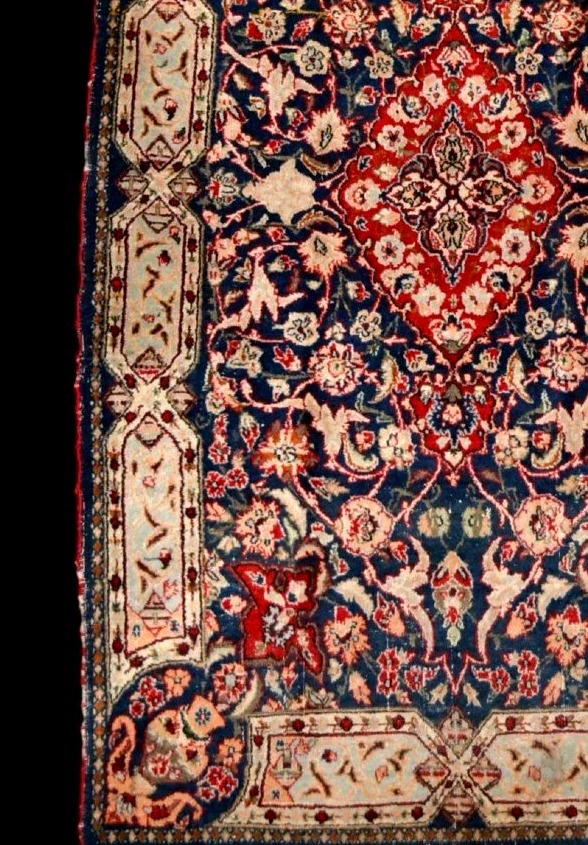 Kashan Carpet, Kadjar, 90 X 163 Cm, Wool & Silk Hand-knotted In Iran, 1880 - 1900, Collection-photo-2