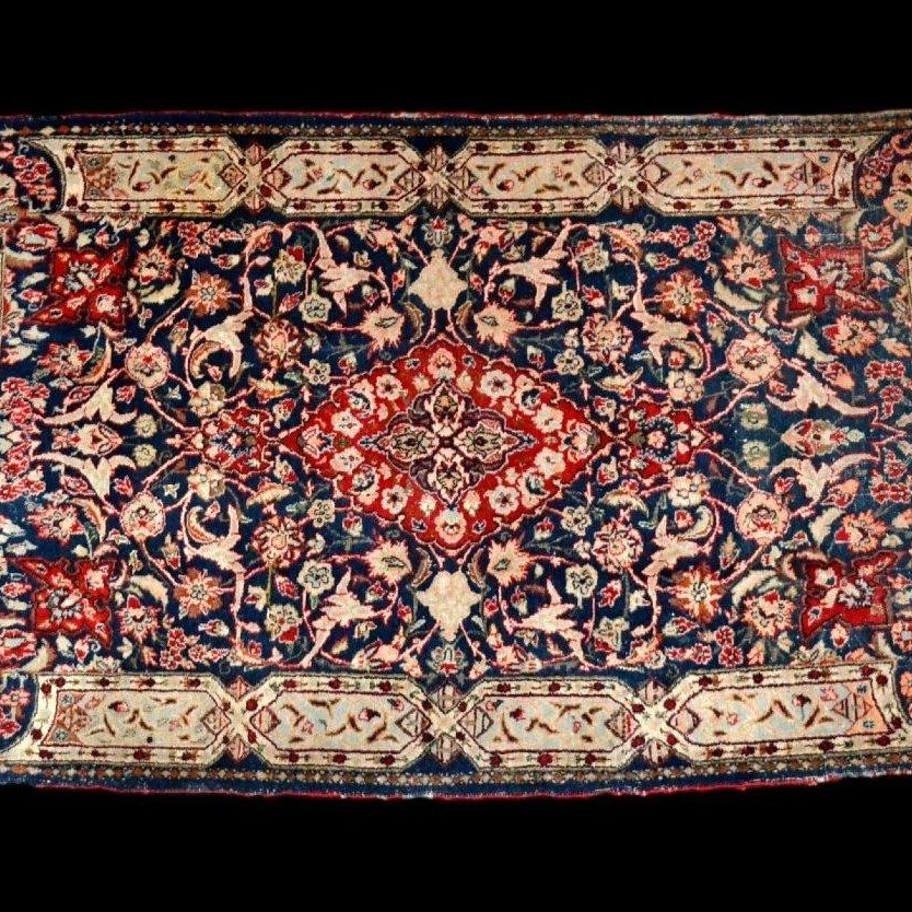 Kashan Carpet, Kadjar, 90 X 163 Cm, Wool & Silk Hand-knotted In Iran, 1880 - 1900, Collection-photo-4
