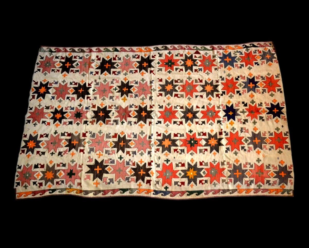 Julhir Rug, 160 X 256 Cm, Silk & Cotton Threads Embroidered On Woven Cotton, Uzbekistan, Tôt XX-photo-3