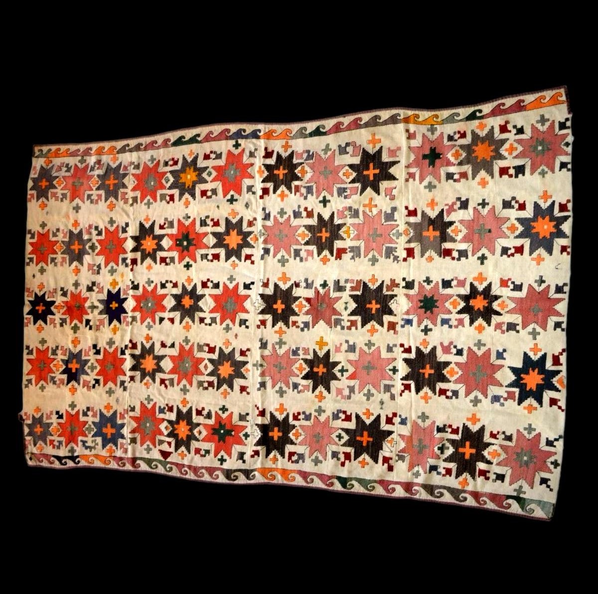 Julhir Rug, 160 X 256 Cm, Silk & Cotton Threads Embroidered On Woven Cotton, Uzbekistan, Tôt XX-photo-4