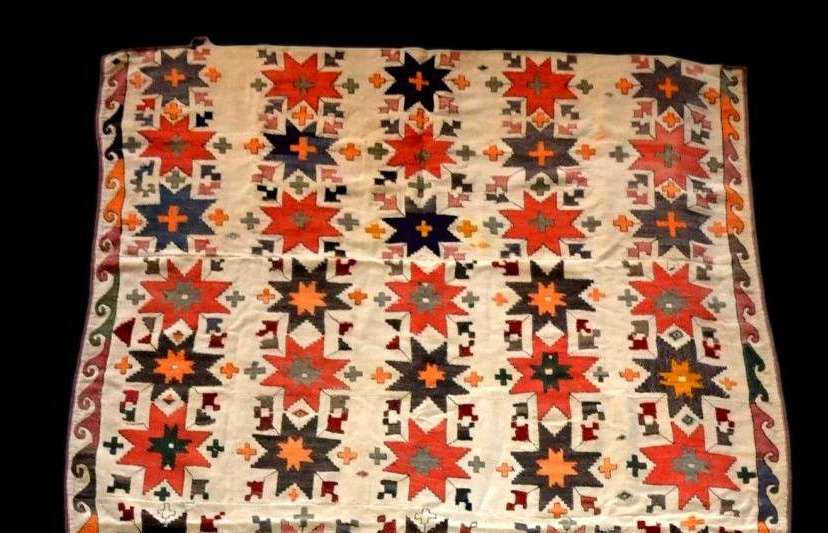 Julhir Rug, 160 X 256 Cm, Silk & Cotton Threads Embroidered On Woven Cotton, Uzbekistan, Tôt XX-photo-1