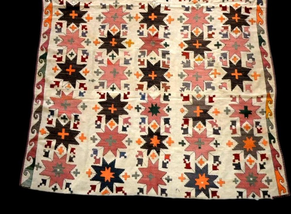 Julhir Rug, 160 X 256 Cm, Silk & Cotton Threads Embroidered On Woven Cotton, Uzbekistan, Tôt XX-photo-2