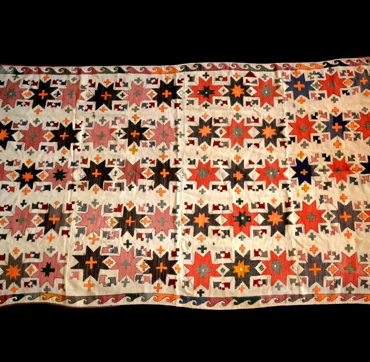 Julhir Rug, 160 X 256 Cm, Silk & Cotton Threads Embroidered On Woven Cotton, Uzbekistan, Tôt XX-photo-4