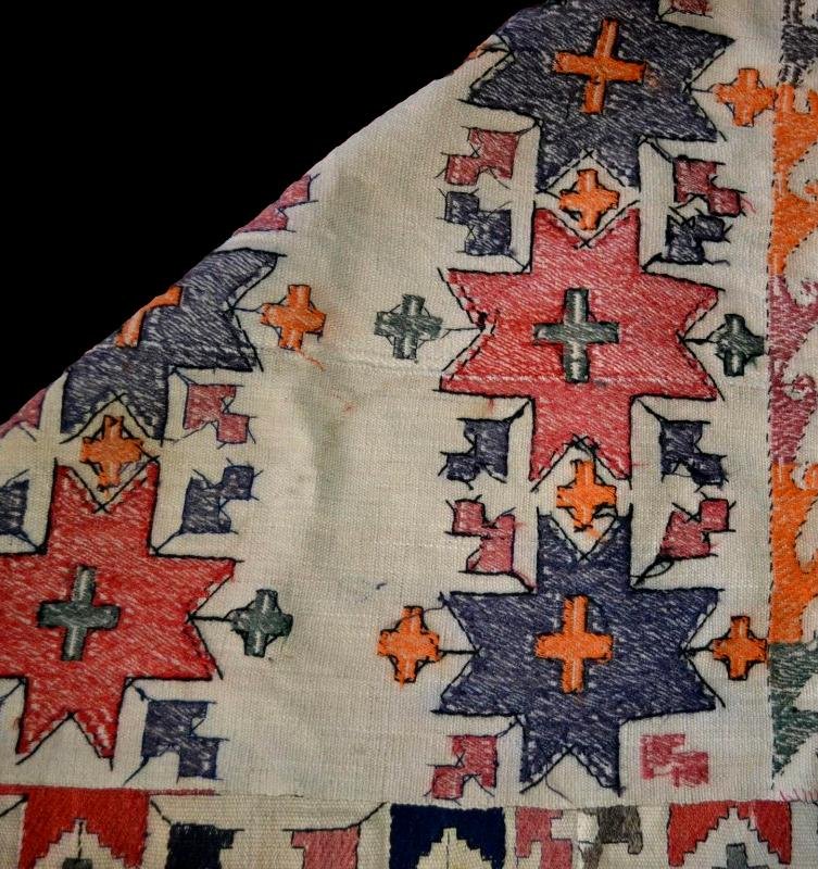 Julhir Rug, 160 X 256 Cm, Silk & Cotton Threads Embroidered On Woven Cotton, Uzbekistan, Tôt XX-photo-5