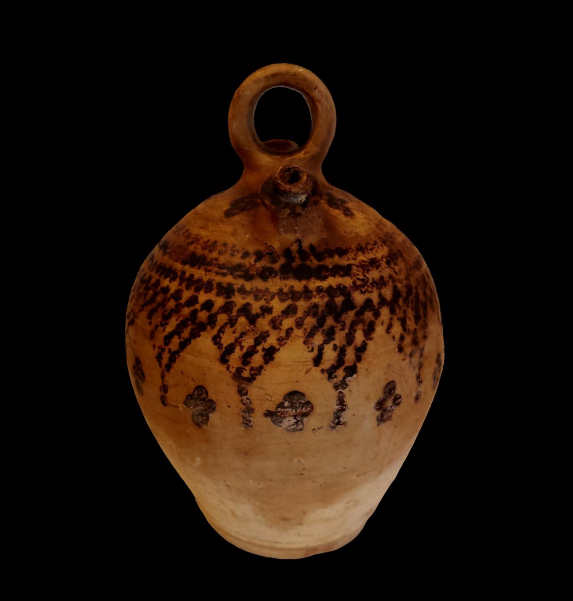 Manganese-painted Earthenware Jug, Berber Art, H 30.5 Cm, Haouz, Morocco 1890–1910, -photo-1