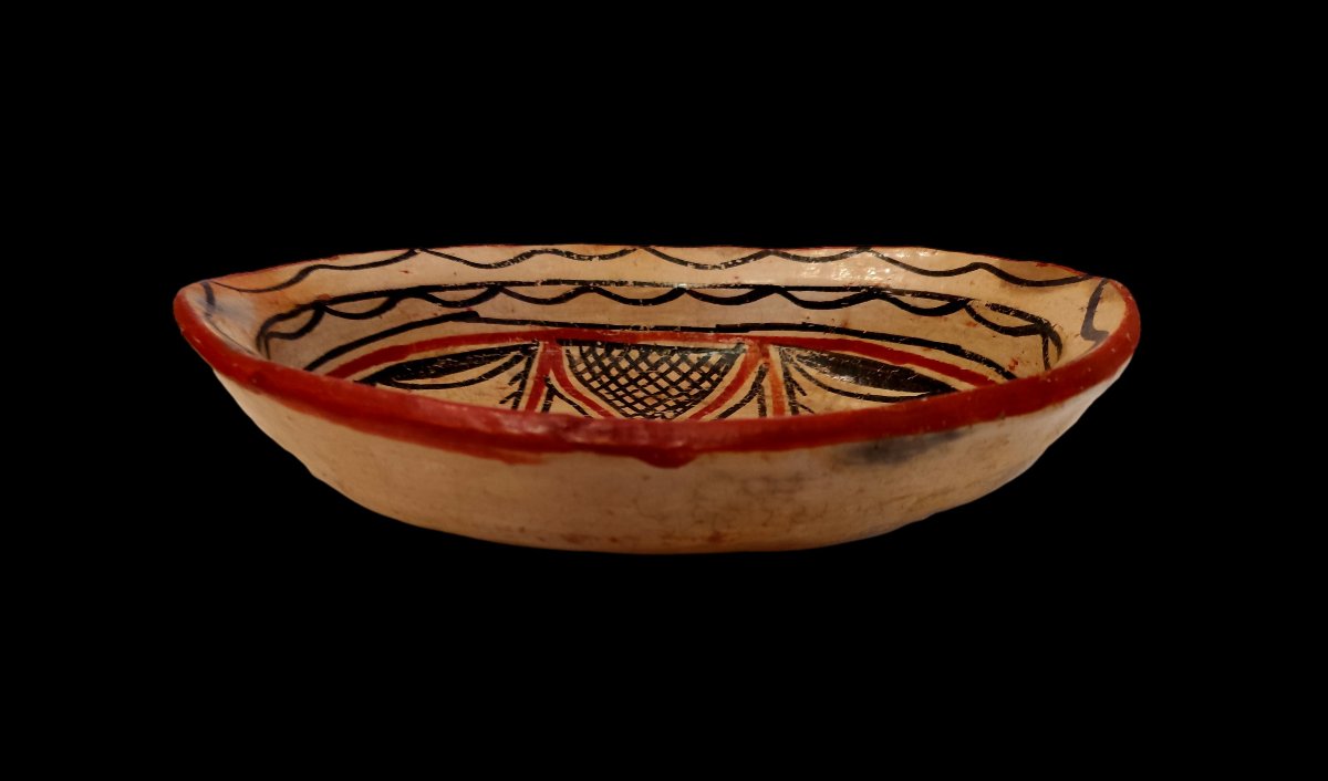 Two Berber Terracotta Bowls, Kabylie, Sejnane, Tribal Motifs, Before 1950, In Good Condition-photo-3