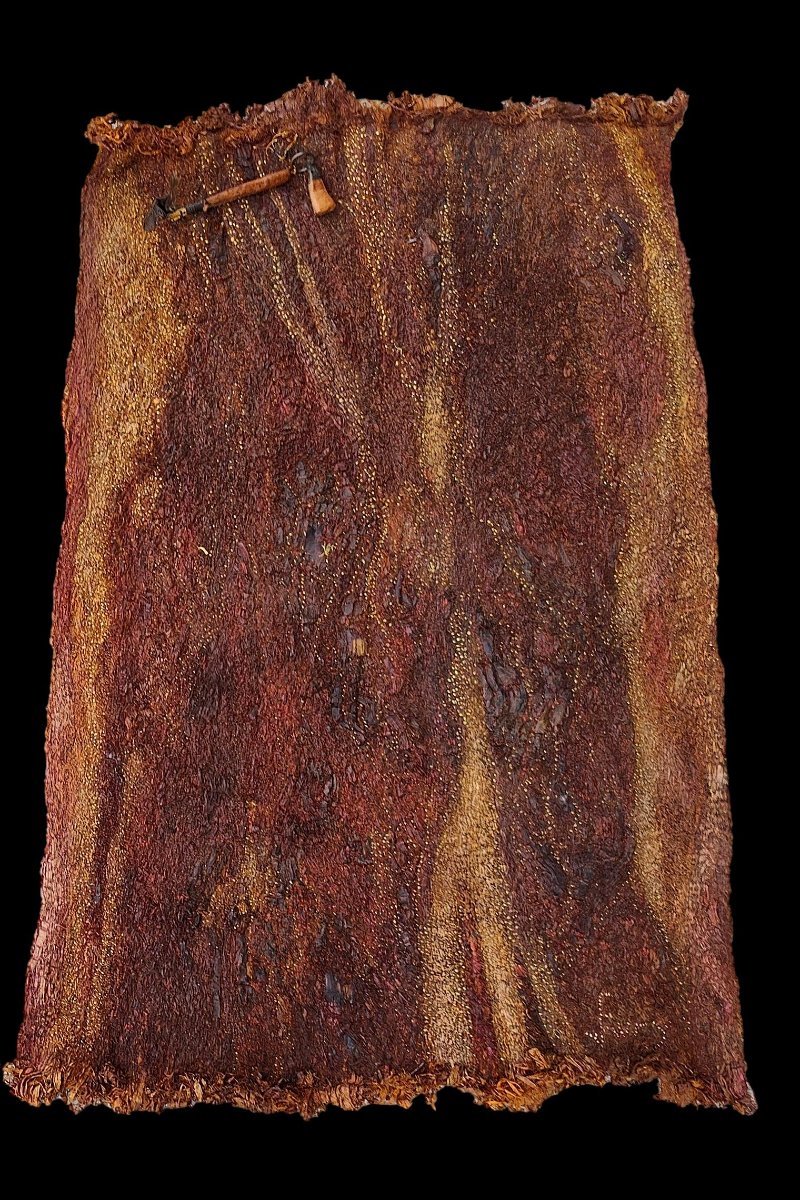 Tapas en paire, Maori, fibres végétales & objets, gri-gri, Nouvelle Zélande, 1960-1970, signés-photo-3