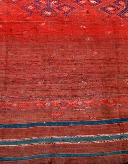 Kilim Kurde, 185 x 340 cm, artefact textile du XIXème S, région de Macchad, état de découverte-photo-5