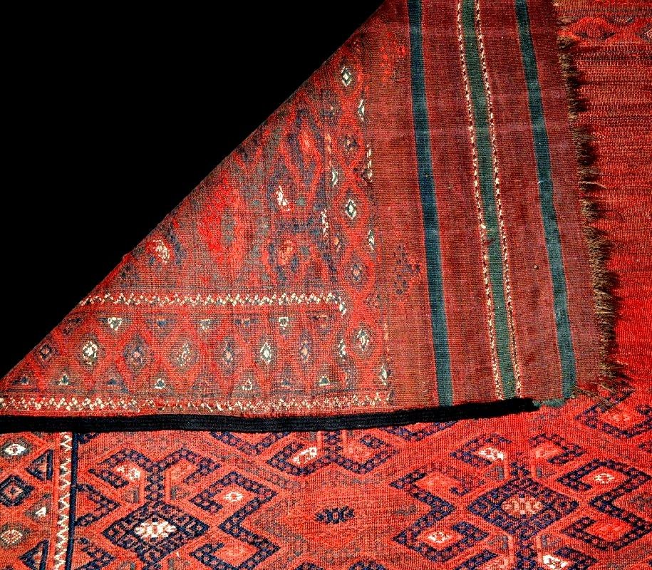 Kilim Kurde, 185 x 340 cm, artefact textile du XIXème S, région de Macchad, état de découverte-photo-7